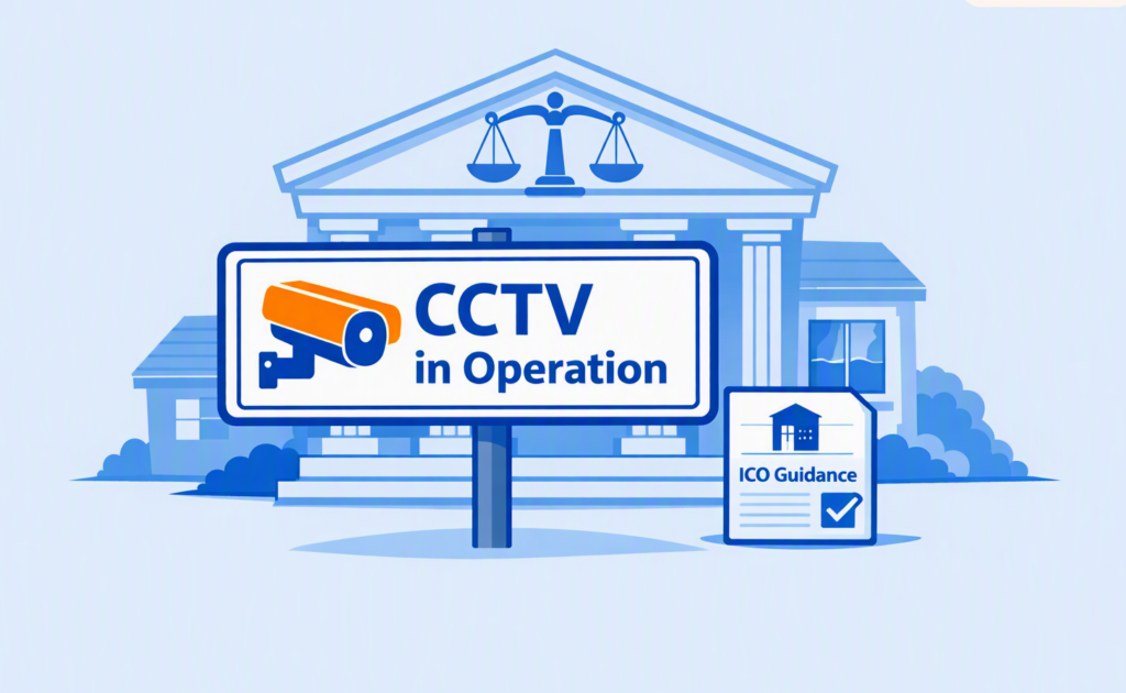 CCTV signage and ICO guidance illustration